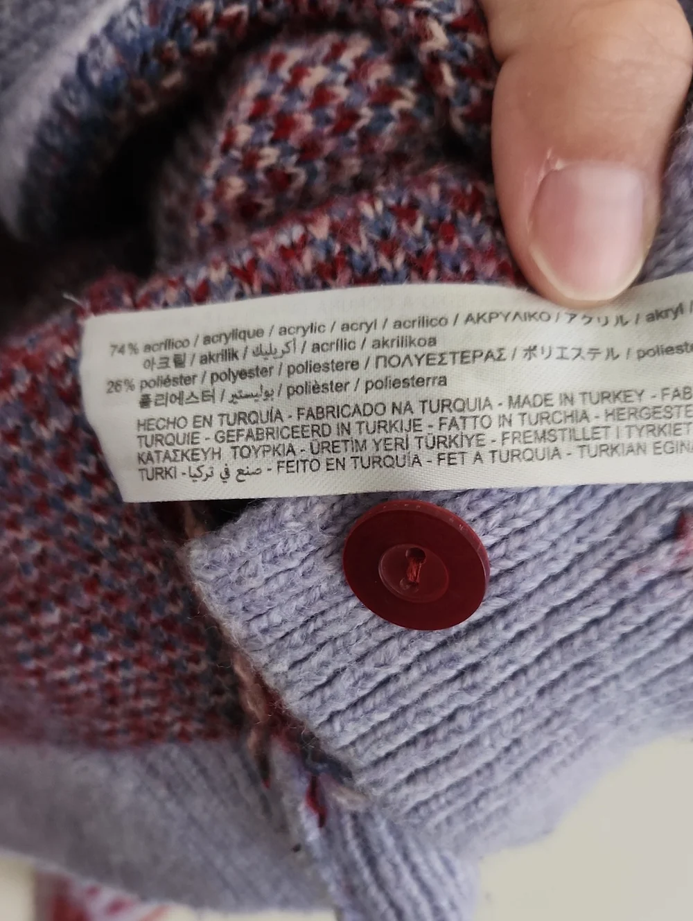 Zara Jacquard Plaid Flora Multi-Pattern Knit Button Cardigan Purple Small - Picture 5 of 6